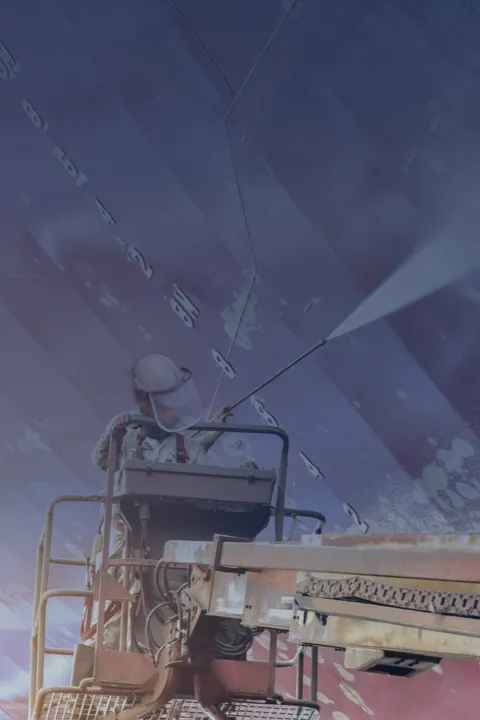 The underwater hull of this ship is treated with a biocide-free antifouling to prevent the growth of aquatic organisms