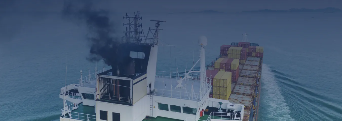 The ship in this image symbolizes the PM reduction products in shipping
